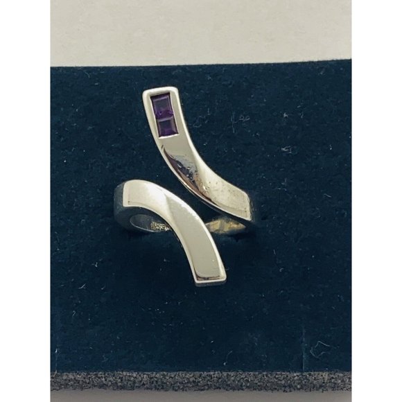 Gucci Amethyst Square Cut Sterling Silver Twirl Ring SIZE 6 - Picture 1 of 7